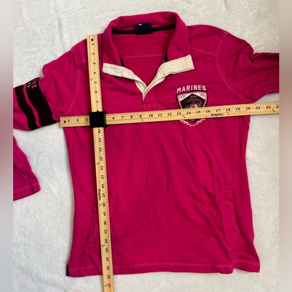 Marines Women's Long Sleeve Polo Shirt Pink Size Large - Picture 4 of 6